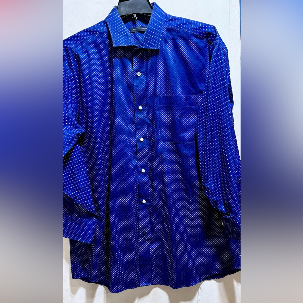 Tommy Hilfiger Blue Casual Button Down Shirt with Silky Texture